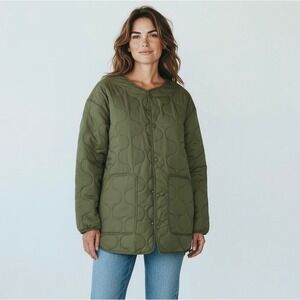 NEW Joe‎ Fresh XL Active Quilted Snap Button Jacket Olive Green